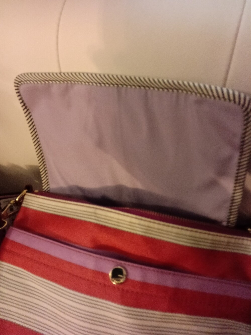 Fossil Striped Crossbody Shoulder Bag in Pink, Orange and Purple - Picture 10 of 11